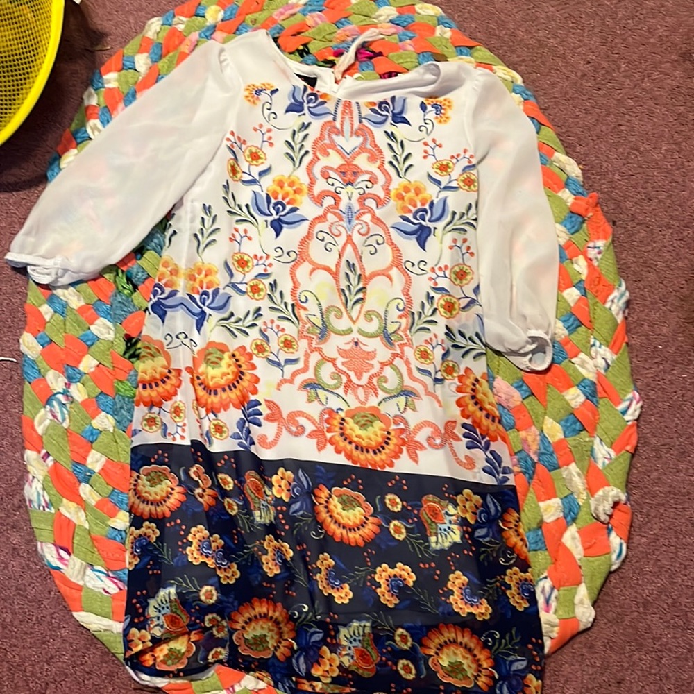 White and blue with flower dress